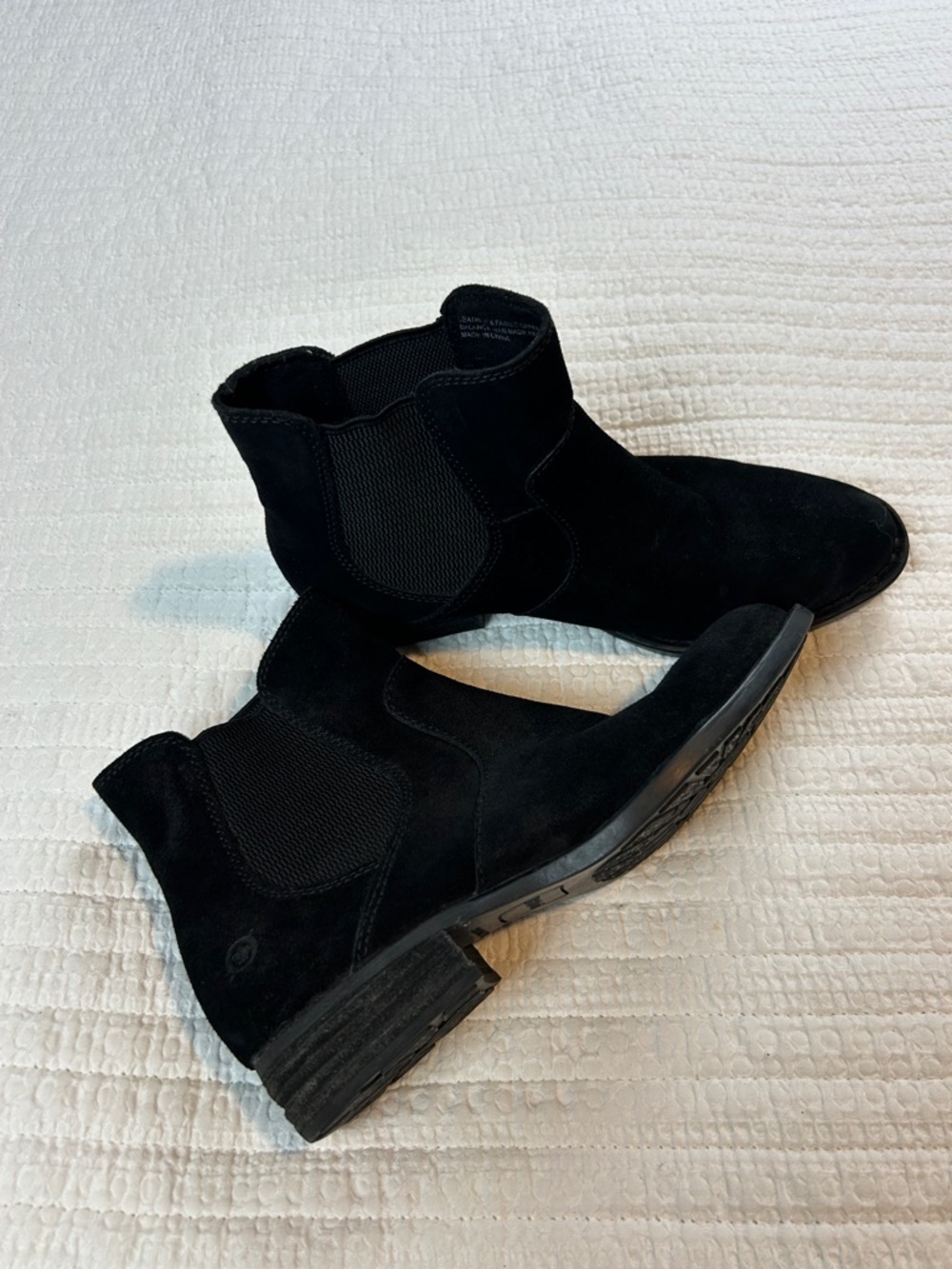 Born Black Suede Chelsea Ankle Boots Size 7.5